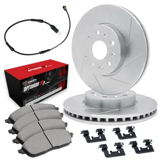 R1 Concepts WFUS1-02043 Slotted Rotor Set W/ Optimum OEp Pads & Hdw